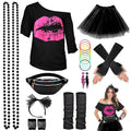 Women's 80s 90s Hippie Costume Set – Disco Halloween Carnival Outfit