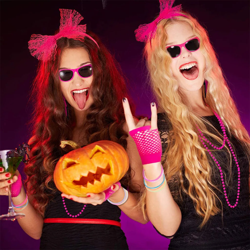Women's 80s 90s Hippie Costume Set – Disco Halloween Carnival Outfit