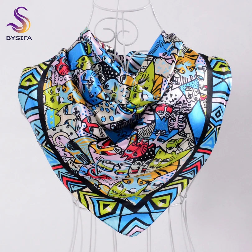 Women's Chinese Rose Satin Square Scarf – 90×90cm Silk-Style Headwrap