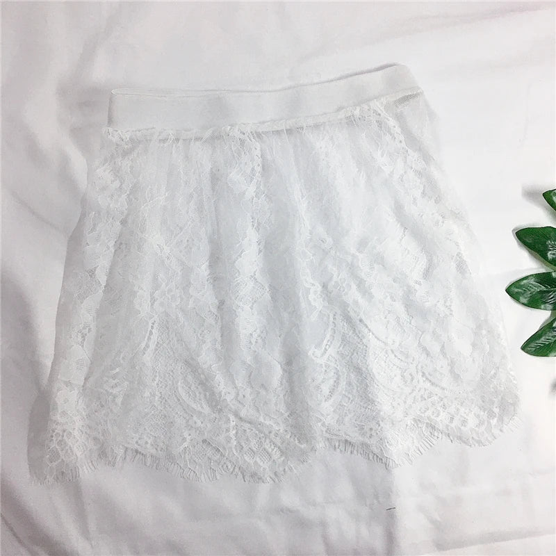 Floral Lace Mesh Mini Skirt | Sheer Underskirt & Shirt Extender for Women