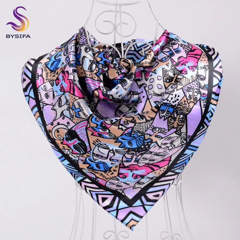 Women's Chinese Rose Satin Square Scarf – 90×90cm Silk-Style Headwrap