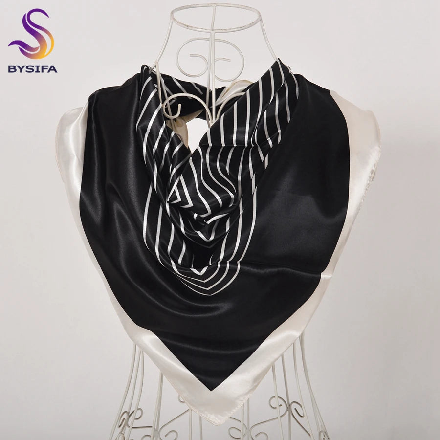 Women's Chinese Rose Satin Square Scarf – 90×90cm Silk-Style Headwrap