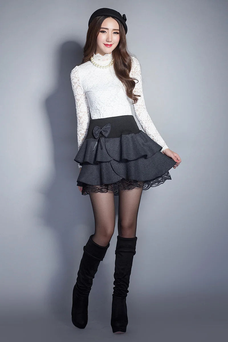 2026 Elasticity Summer Y2K Skirt Women Sweet Floral Bowknot Mini Tutu Woman Skirts Shorts Lace Jupe Femme Office Lady Skirts
