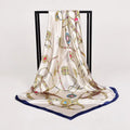 Women's Chinese Rose Satin Square Scarf – 90×90cm Silk-Style Headwrap