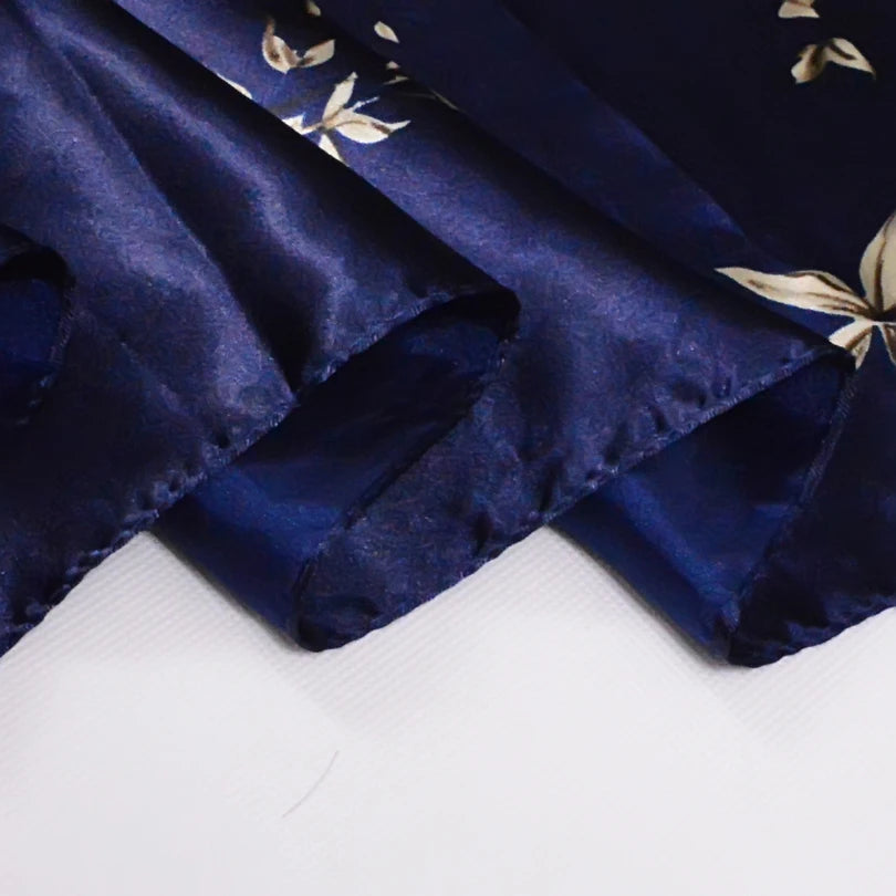 Women's Chinese Rose Satin Square Scarf – 90×90cm Silk-Style Headwrap
