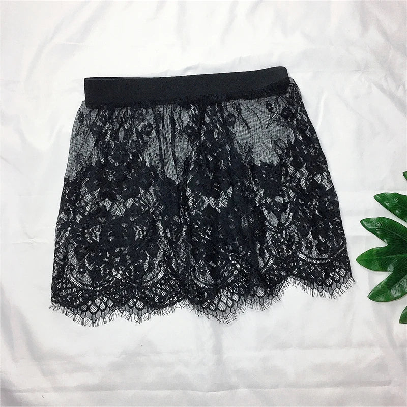 Floral Lace Mesh Mini Skirt | Sheer Underskirt & Shirt Extender for Women
