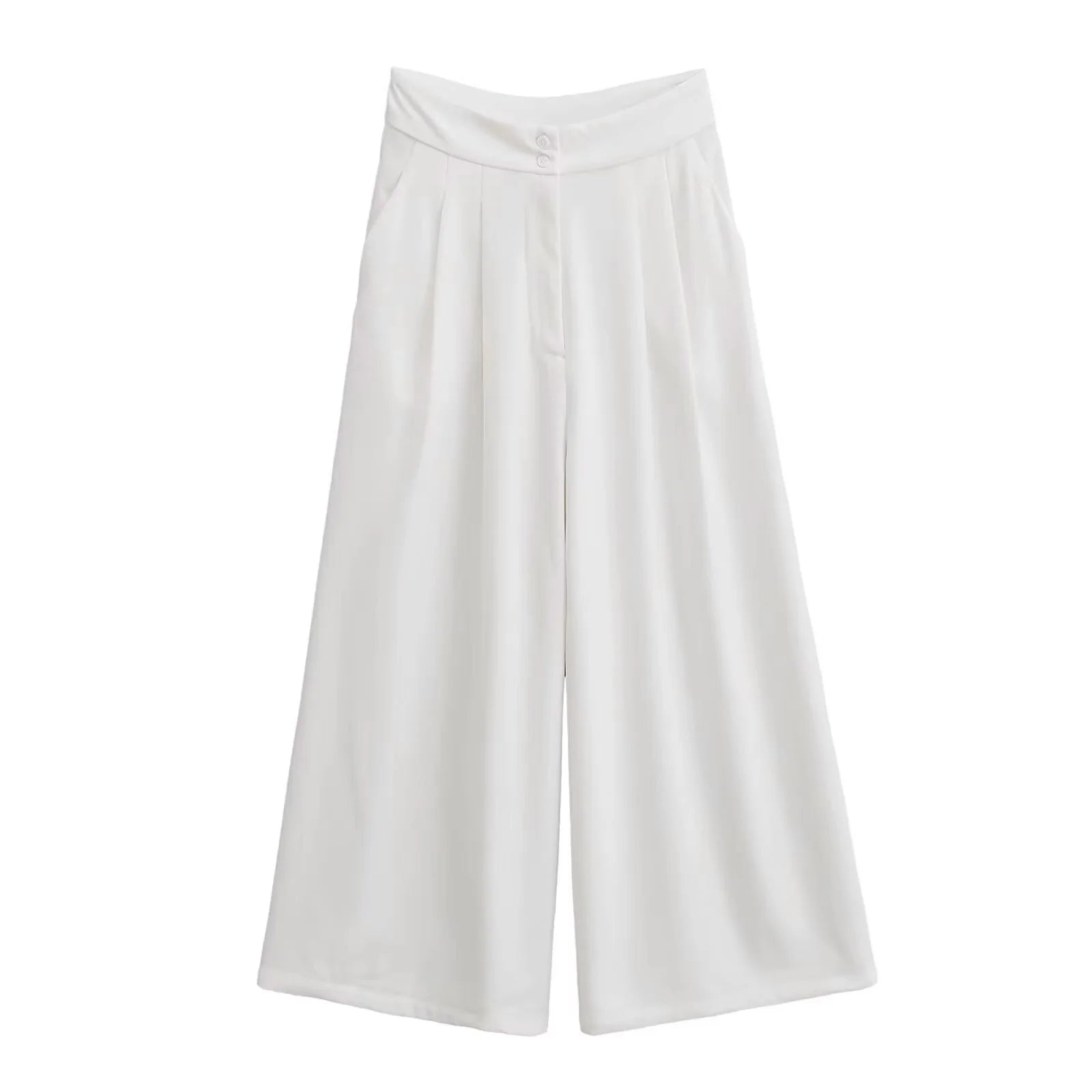 Women's Linen Co-ord Suit – V-Neck Sleeveless Vest Top & Wide Leg Trousers Set