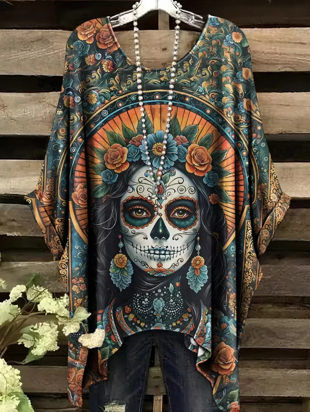 Women's Gothic Skull Print T-Shirt – Bohemian Oversized Y2K Top