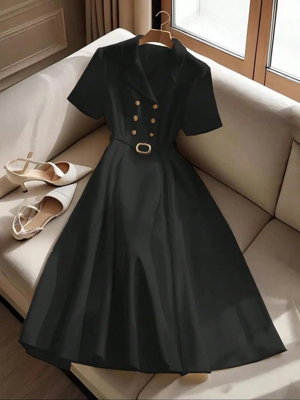 Elegant Midi Dress – Women's Work Commute