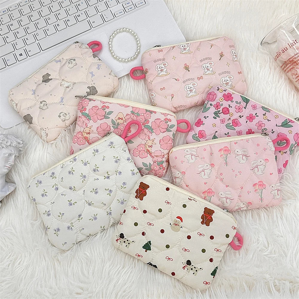 Portable Storage Bag Purse Women Mini Makeup Handbags Cute Cartoon Small Travel Cosmetic Lipstick Earphone Bag Card Wallet Pouch