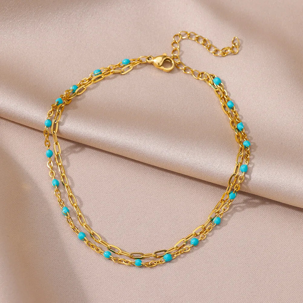 Women's Gold Pearl Anklet – Stainless Steel Summer Beach Ankle Bracelet