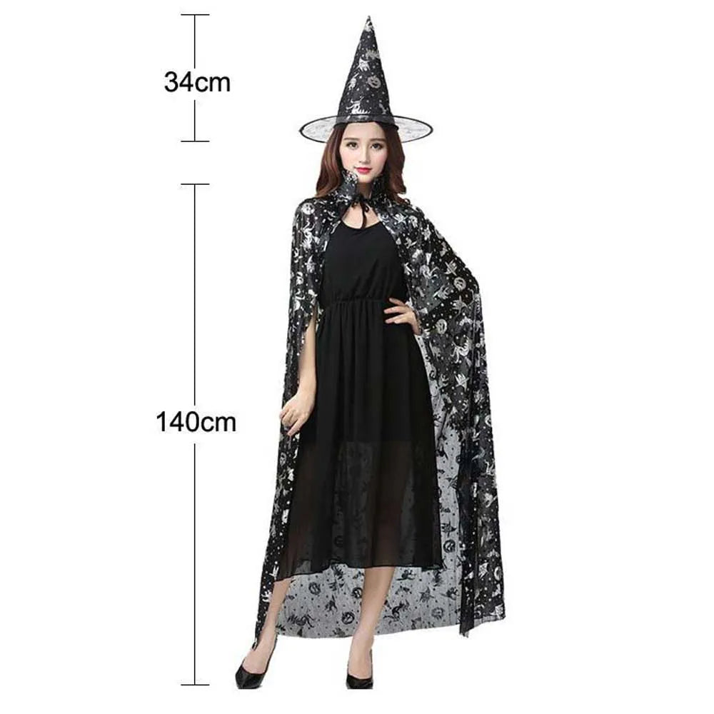 Halloween Witch Cloak & Hat Set | Pumpkin Bat Cosplay Costume