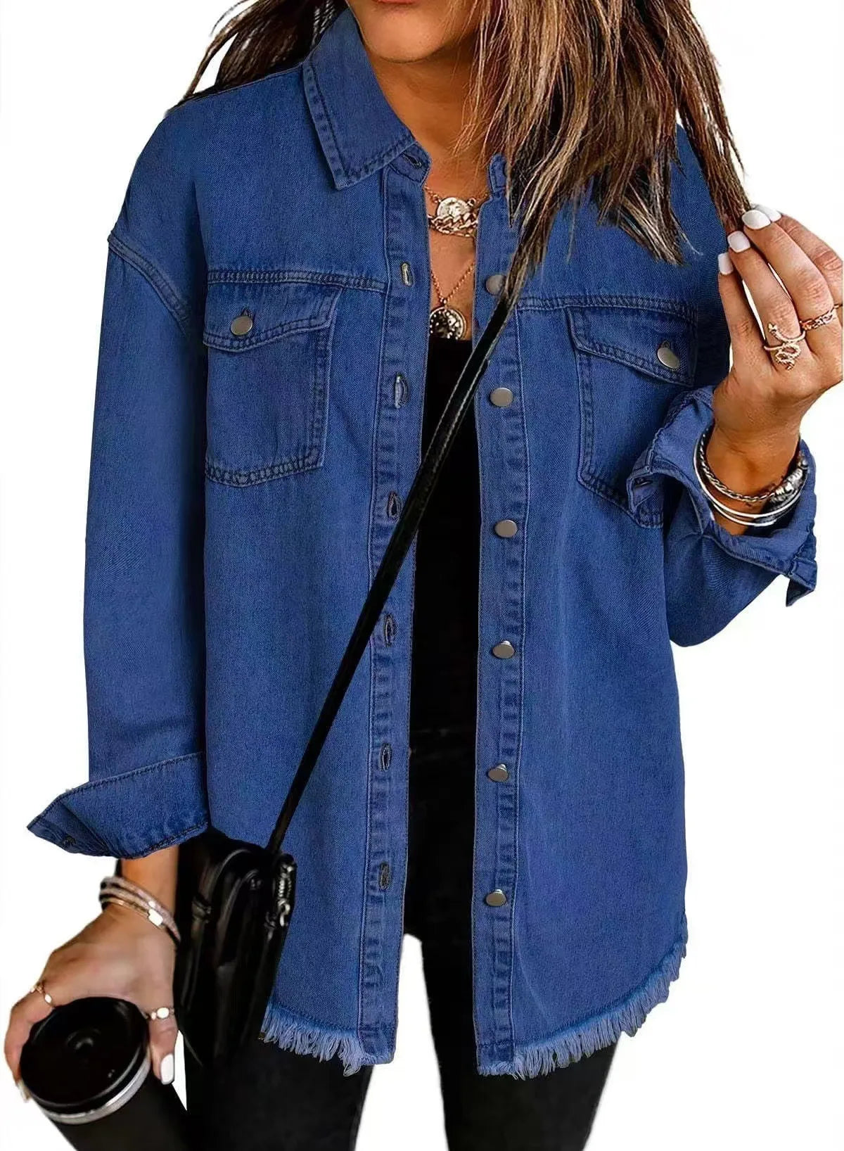 Trendy Washed Denim Jacket – Women's Casual Classic Fit