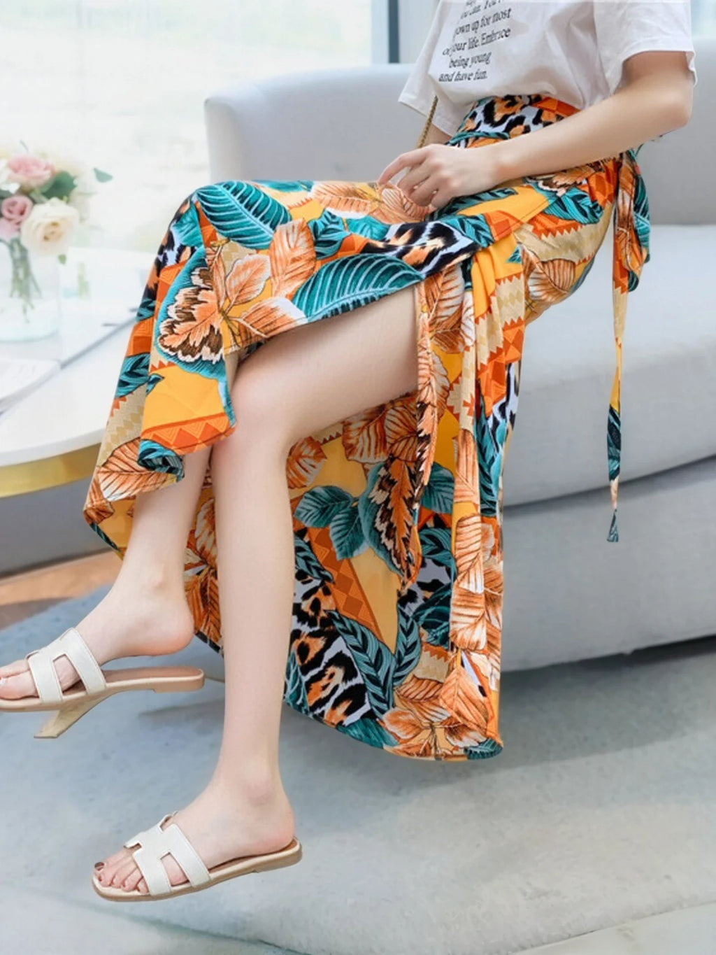 Floral Print Maxi Skirt | Bohemian High Waist Wrap Skirt for Women