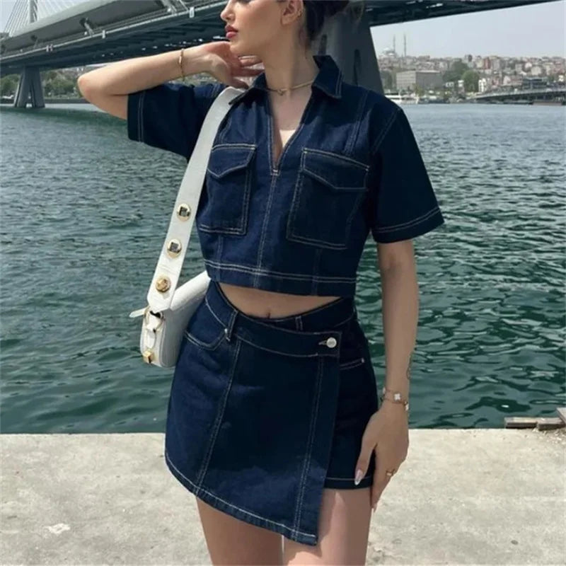 Denim Midi Dress – Slim Fit Casual Party Wear