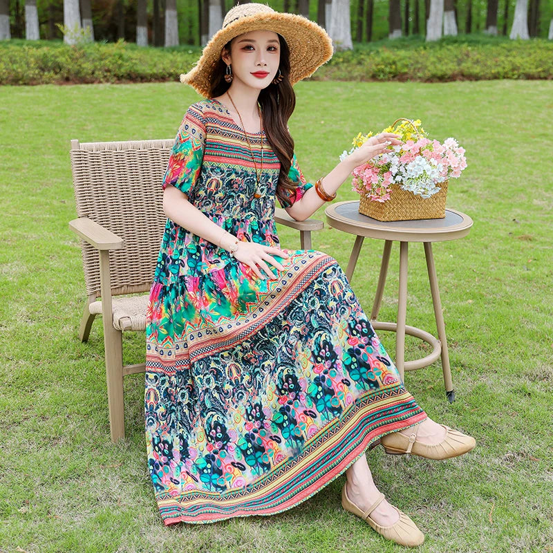 New Summer High-End Cotton Silk Dress Women's