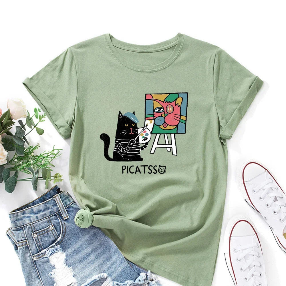 Oversized Women Short Sleeve T-shirt Fashion Graphic T Shirt 100% Cotton Women Top Summer Women's Tshirt Harajuku Woman Clothes