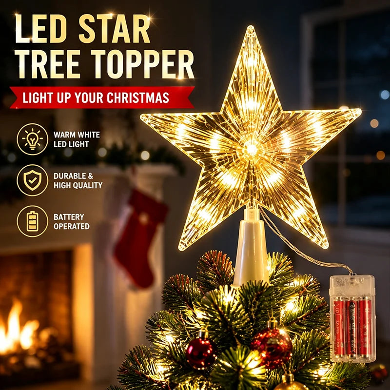 LED Christmas Tree Star Topper – Warm or Multicolour Lights