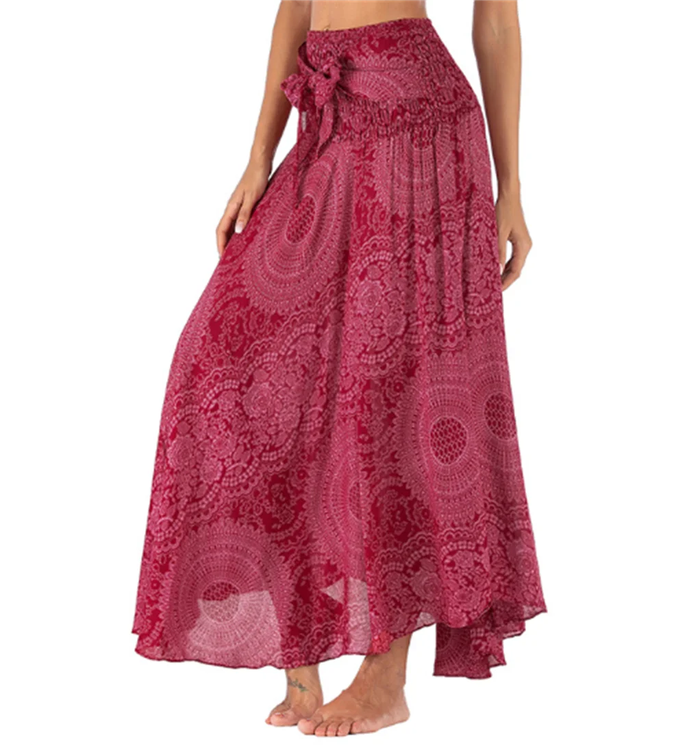 Boho Floral Maxi Skirt | Chiffon Gypsy Beach Skirt for Women