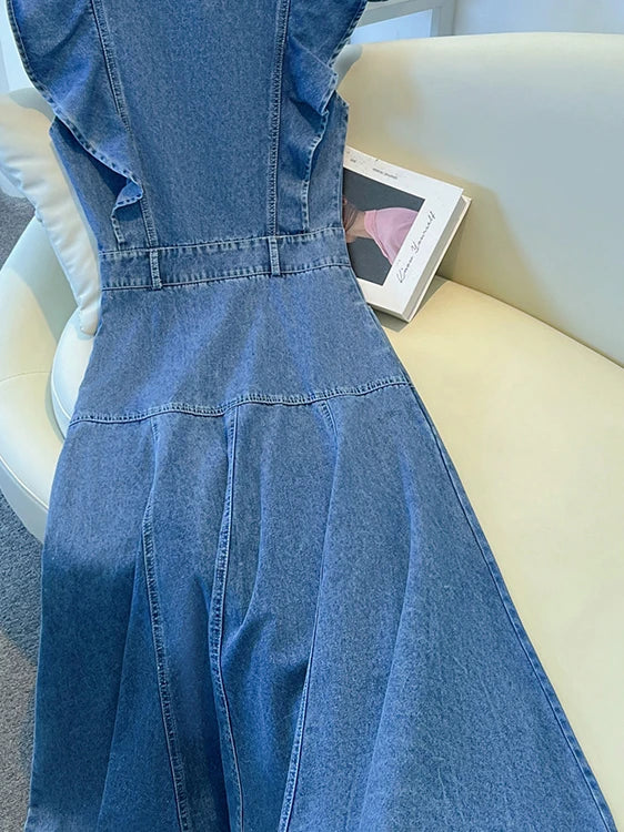 Plus Size Denim Midi Dress – Summer A‑Line