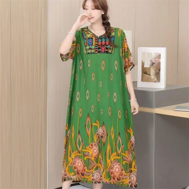 Cotton Home Nightgowns For Women Summer Vintage Style Pajamas Dress New Women's Sleepwear Clothes Loose Sleep Pyjama Nightdress
