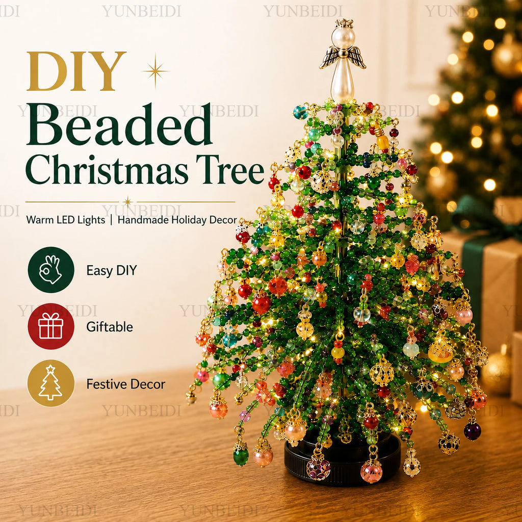 18cm DIY Beaded Christmas Tree Kit with LED Lights