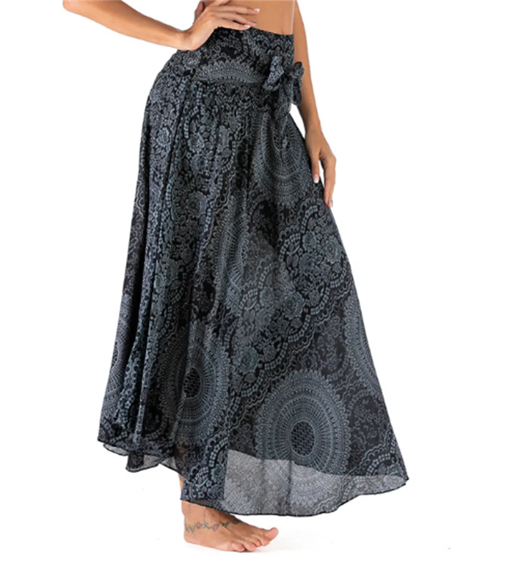 Boho Floral Maxi Skirt | Chiffon Gypsy Beach Skirt for Women