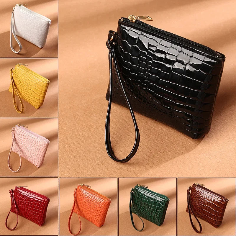 Women Small Square Zipper Coin Bags Purse PU Leather Money Pouch Short Wallet ID Bank Bus Credit Cards Protecting Bags Clutch