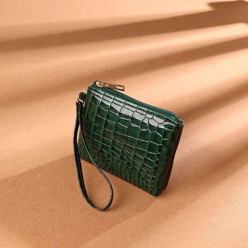 Women Small Square Zipper Coin Bags Purse PU Leather Money Pouch Short Wallet ID Bank Bus Credit Cards Protecting Bags Clutch