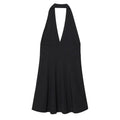 High Waist Pleated Halter Backless A-Line Mini Dress