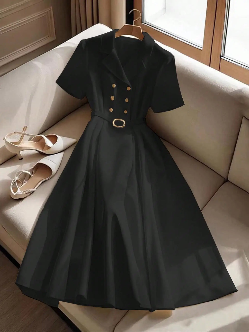 Elegant Midi Dress – Women's Work Commute