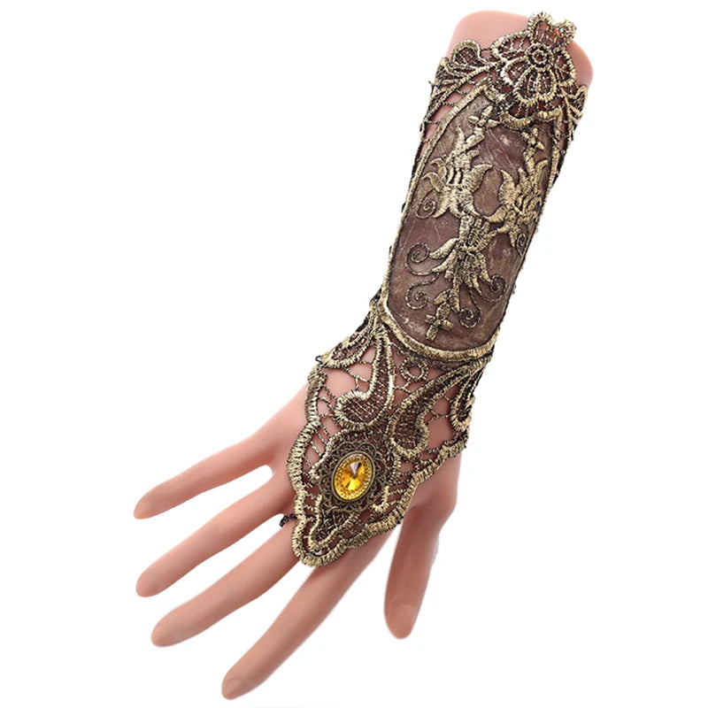 Gothic Steampunk Lace Fingerless Glove – Arm Warmer Halloween Accessory