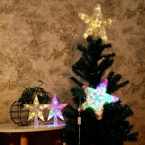 LED Christmas Tree Star Topper – Warm or Multicolour Lights
