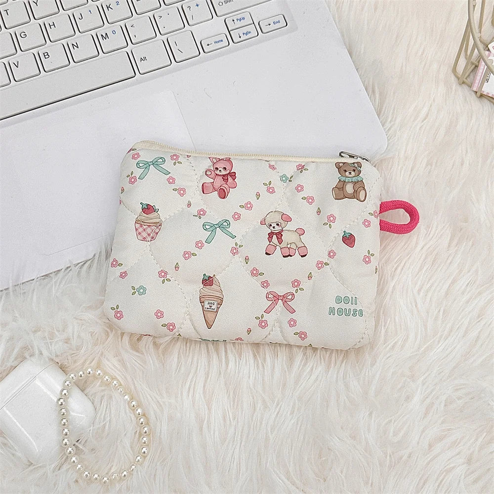 Portable Storage Bag Purse Women Mini Makeup Handbags Cute Cartoon Small Travel Cosmetic Lipstick Earphone Bag Card Wallet Pouch