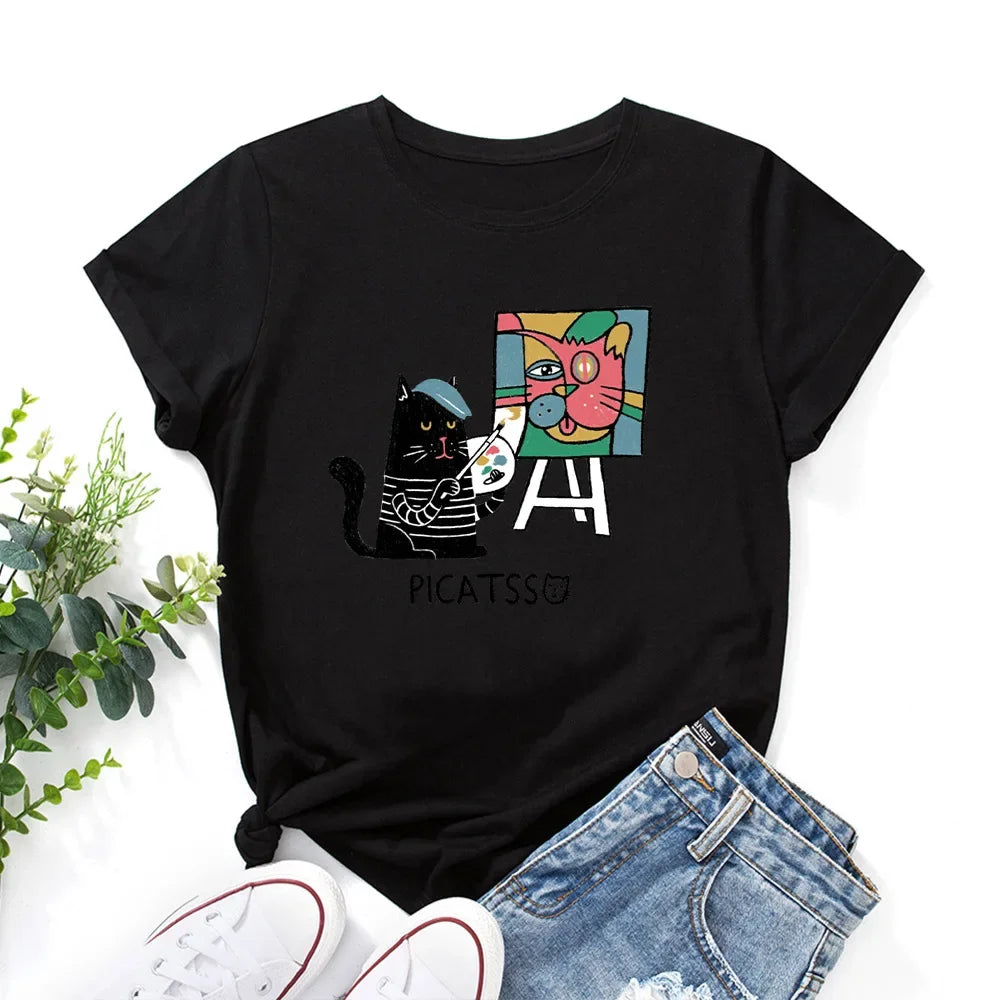 Oversized Women Short Sleeve T-shirt Fashion Graphic T Shirt 100% Cotton Women Top Summer Women's Tshirt Harajuku Woman Clothes