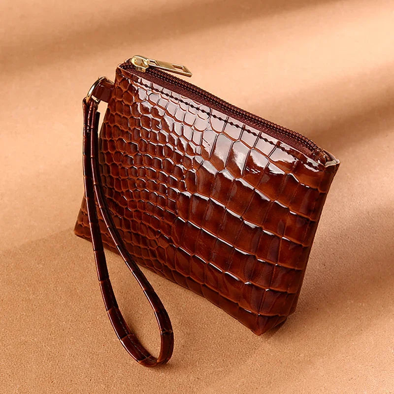 Women Small Square Zipper Coin Bags Purse PU Leather Money Pouch Short Wallet ID Bank Bus Credit Cards Protecting Bags Clutch