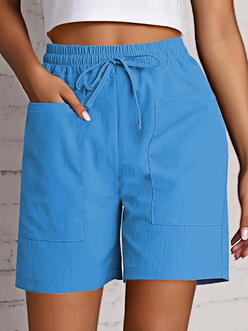Women's high waist shorts – breathable cotton linen loose fit
