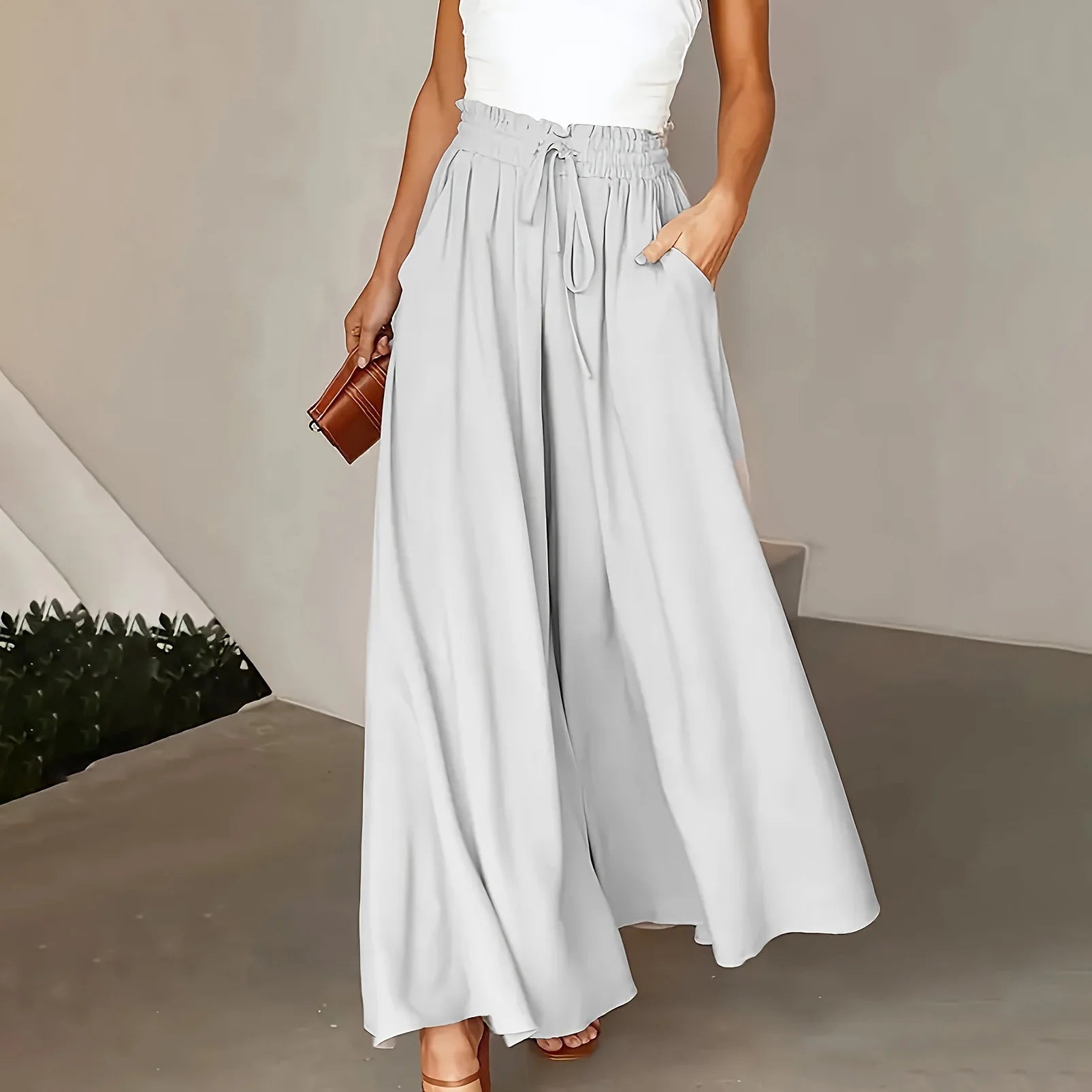 Waist-Cinching Maxi Skirt | Asymmetric High Waist Loose Skirt for Women
