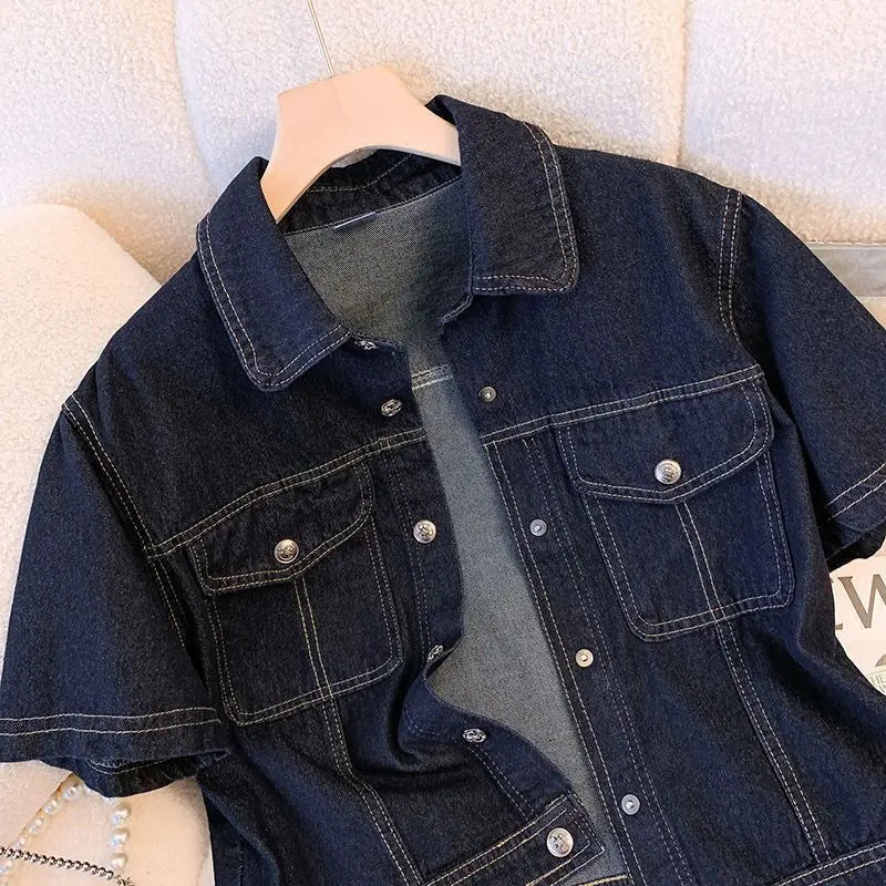Short Sleeve Denim Jacket – Cropped Vintage Streetwear