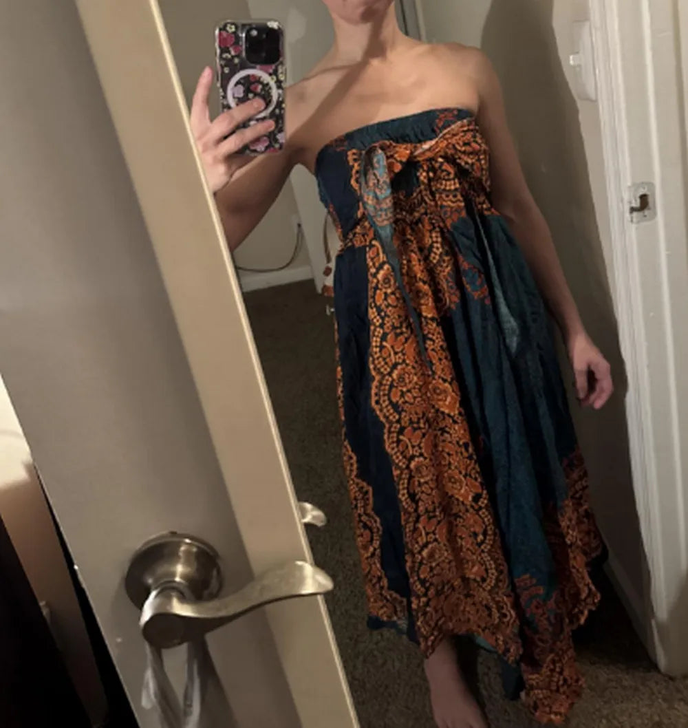 Boho Floral Maxi Skirt | Chiffon Gypsy Beach Skirt for Women