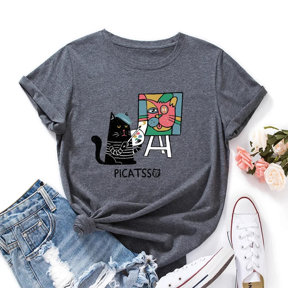 Oversized Women Short Sleeve T-shirt Fashion Graphic T Shirt 100% Cotton Women Top Summer Women's Tshirt Harajuku Woman Clothes