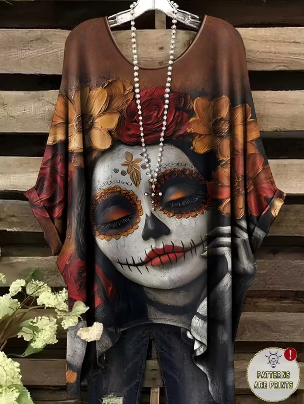 Women's Gothic Skull Print T-Shirt – Bohemian Oversized Y2K Top