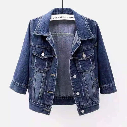 Women's denim jacket – three quarter sleeve casual streetwear UK
