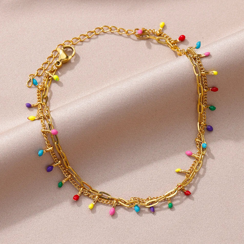 Women's Gold Pearl Anklet – Stainless Steel Summer Beach Ankle Bracelet