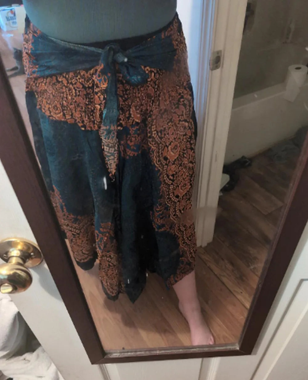 Boho Floral Maxi Skirt | Chiffon Gypsy Beach Skirt for Women
