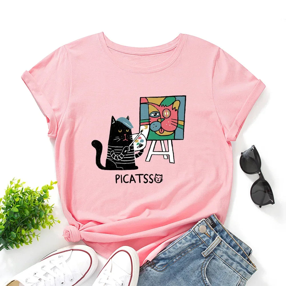 Oversized Women Short Sleeve T-shirt Fashion Graphic T Shirt 100% Cotton Women Top Summer Women's Tshirt Harajuku Woman Clothes