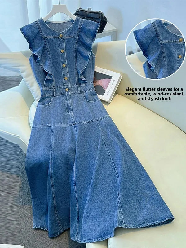Plus Size Denim Midi Dress – Summer A‑Line