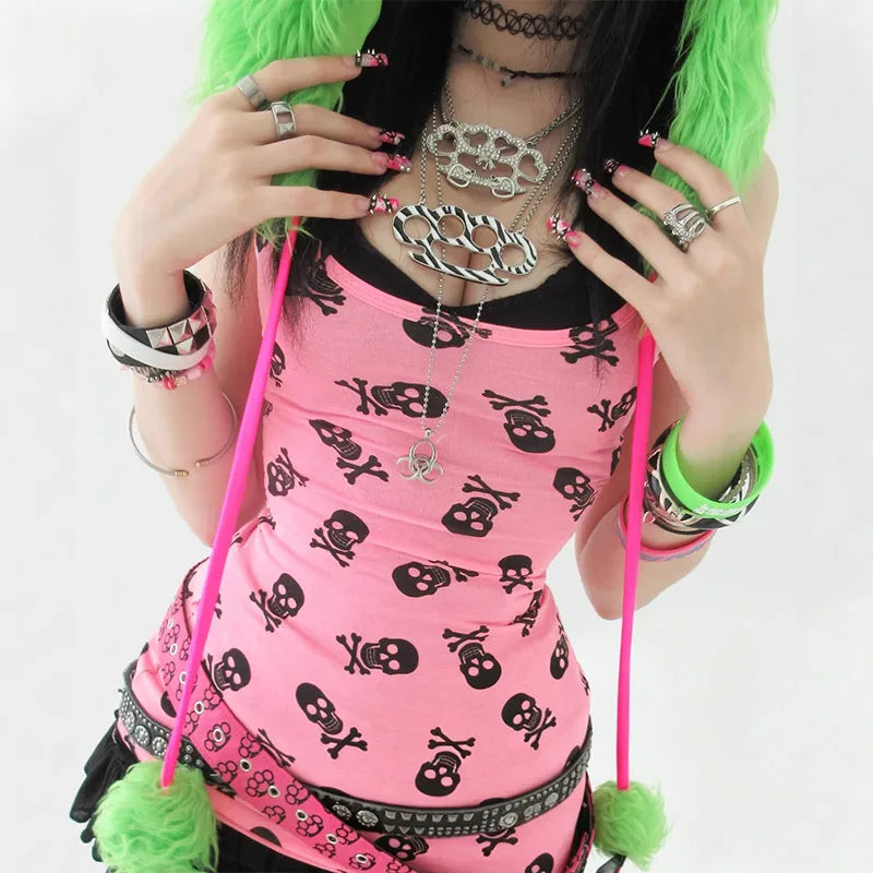 Halloween Gothic Crop Top with Suspenders | Y2K Vintage Aesthetic Women's Blouse