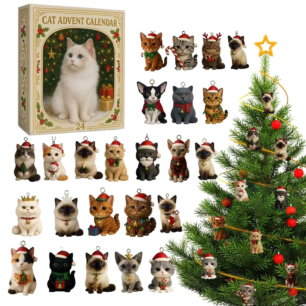 Kitten Advent Calendar – 24 Acrylic Christmas Tree Ornaments