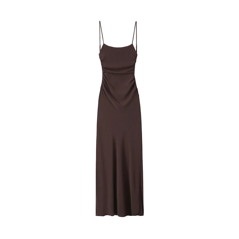 Draped Midi Dress – Straight Neck Women's